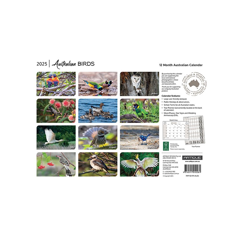 Aust Birds Souv Wall Cal