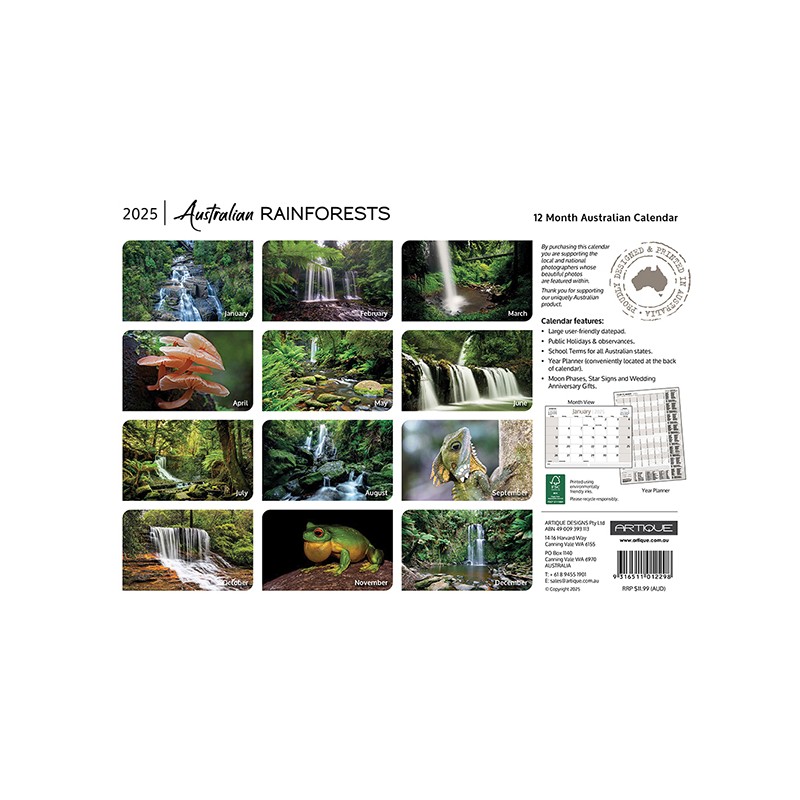 Aust Rainforests Souv Wall Cal