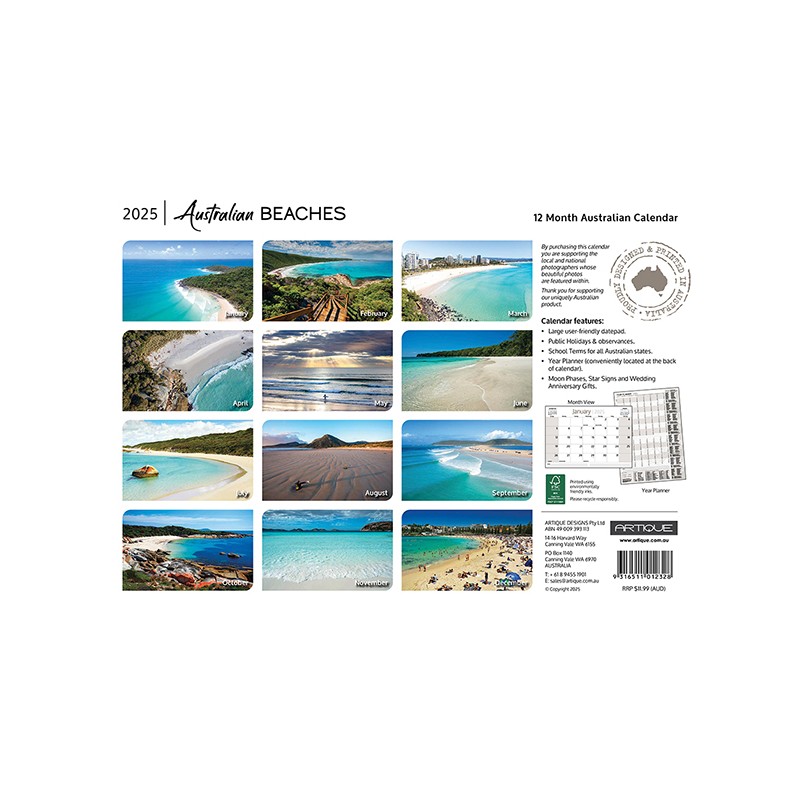 Aust Beaches Souv Wall Cal