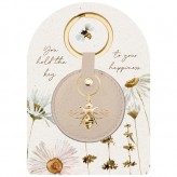Cream Leather Key Bee Charm-BB Jewellery