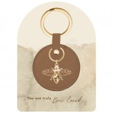 Tan Leather Key Bee Charm - BB Jewellery