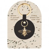 Blk Leather Key Bee Charm - BB Jewellery
