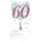 60th Balloon (F) - Greeting Card