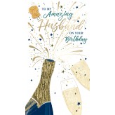Husband Champagne Bottle - Greeting Card
