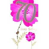 70th Pink Flower (F) - Greeting Card