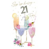 21st Cocktail Glasses (F) -Greeting Card