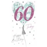 60th Balloon (F) - Greeting Card