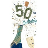 50th Champagne Bottle - Greeting Card