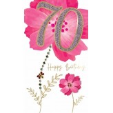 70th Pink Flower (F) - Greeting Card