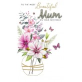 Mum Vase of Flowers - Greeting Card